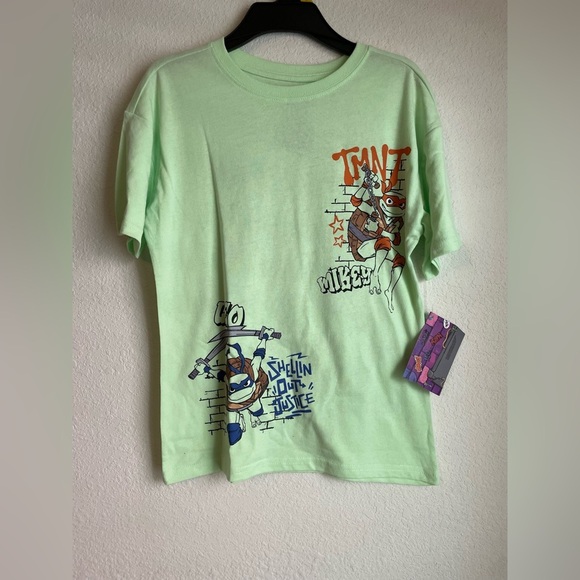 Nickelodeon TMNT Light Green Kids T-Shirt with graphic in front and back L 10/12 - Picture 5 of 5